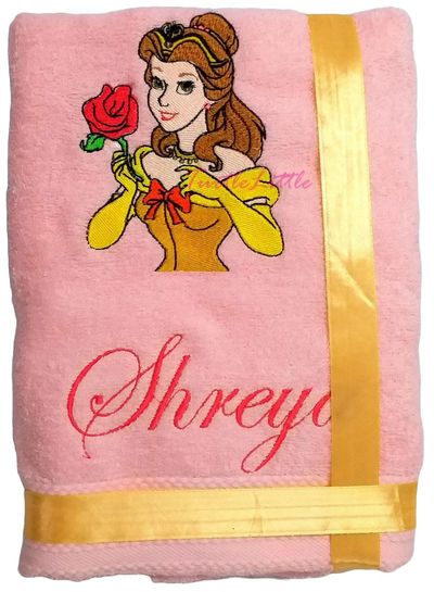Princess with Rose Personalised Kids Bath Towel