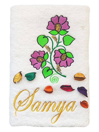 Purple Flower Personalised Kids Bath Towel