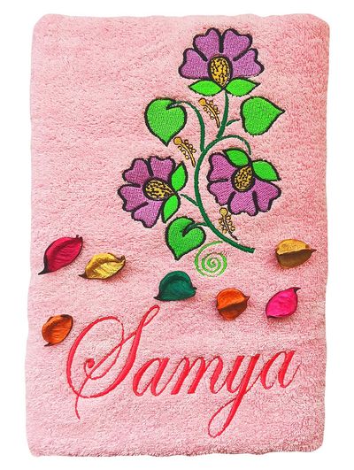 Purple Flower Personalised Kids Bath Towel