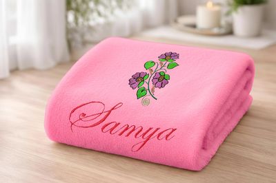 Purple Flower Personalised Kids Bath Towel