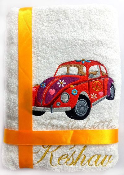 Red Beetle Personalised Bath Towel