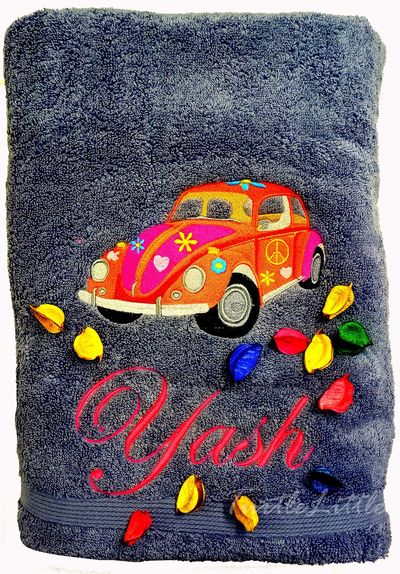 Personalised Red Car Bath Towel