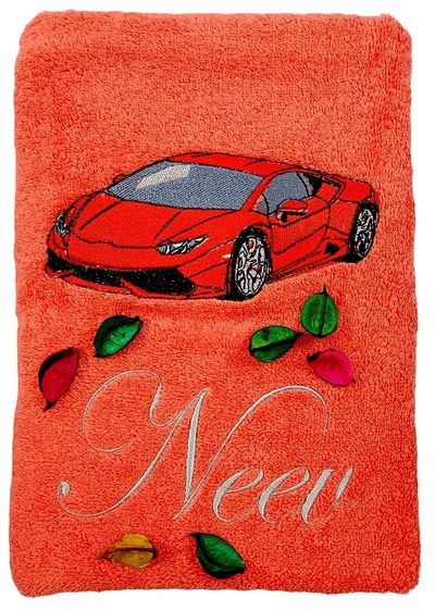 Red Sports Car Personalised Kids Bath Towel