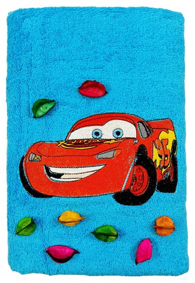Red Sports Race Car Embrodiered Kids Bath Towel
