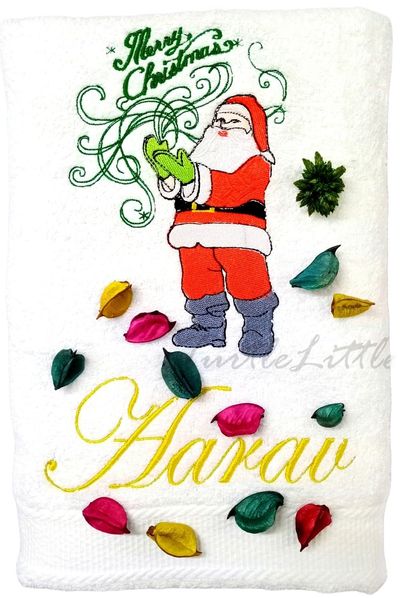 Santa Claus Christmas Personalised Kids Bath Towel