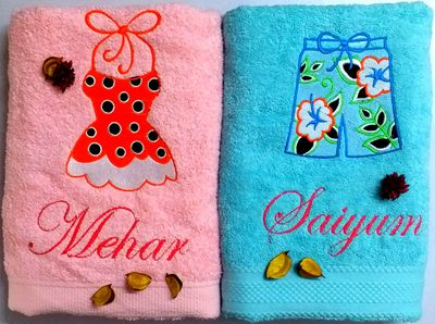 Shorts & Frock Personalised Valentines Couple Bath Towels