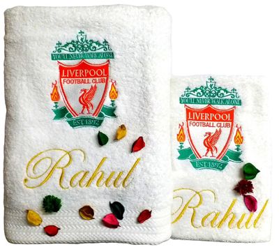 Soccer/Football Embroidered Personalised Bath + Hand Towel Set