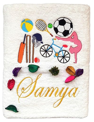Sports Personalised Kids Boys Girls Bath Towel