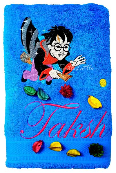 Superhero Personalised Kids Bath Towel(100% Cotton, Blue)