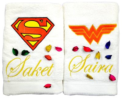 Superhero Logo Personalised Couple Towel Set