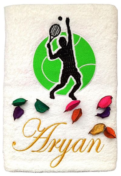 Tennis Player Personalised Bath Towel