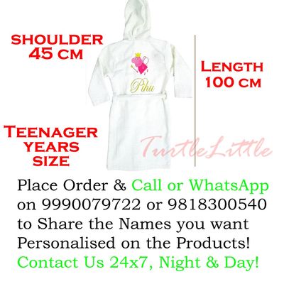 Personalised Unicorn Pony Bathrobe with Hood for Kids, Girls, with Name and Initials
