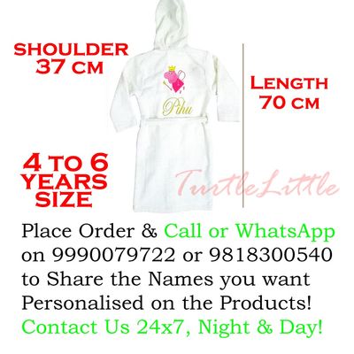 Unicorn Pony Princess Bathrobe with Hood for Kids, with Name and Initials