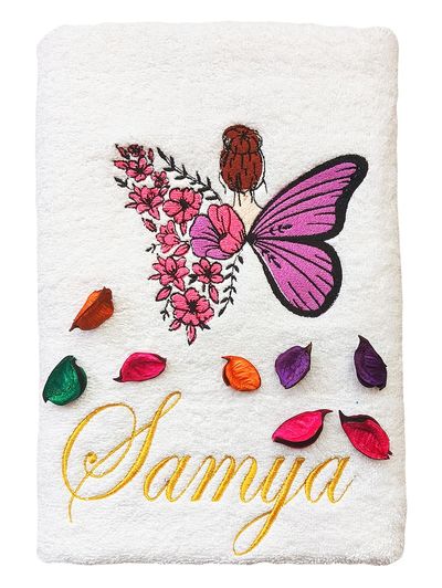 Vanity Butterfly Lady Personalised Bath Towel