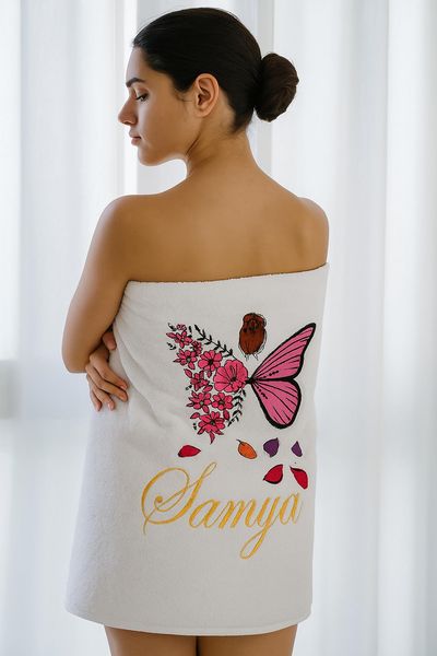 Vanity Butterfly Lady Personalised Bath Towel