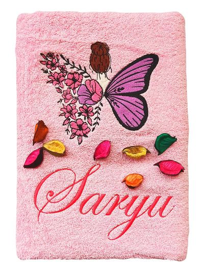 Vanity Butterfly Lady Personalised Bath Towel