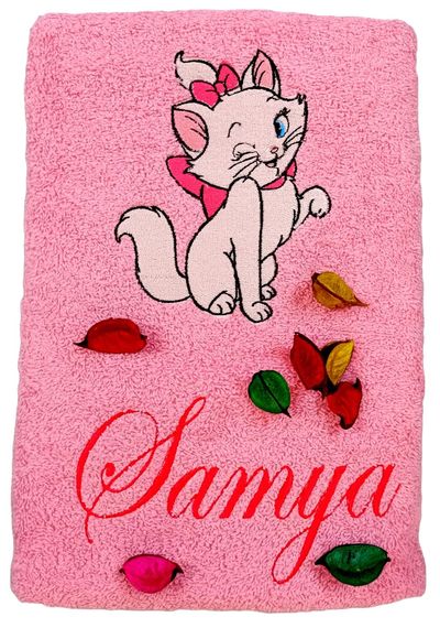 Vanity Winking Cat Personalised Bath Towel