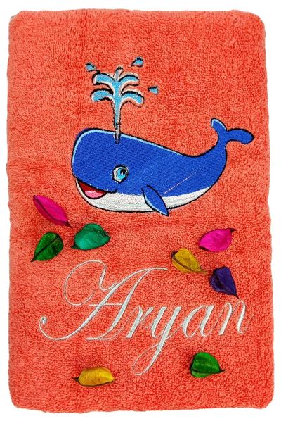 Whale Fish Personalised Kids Bath Towel