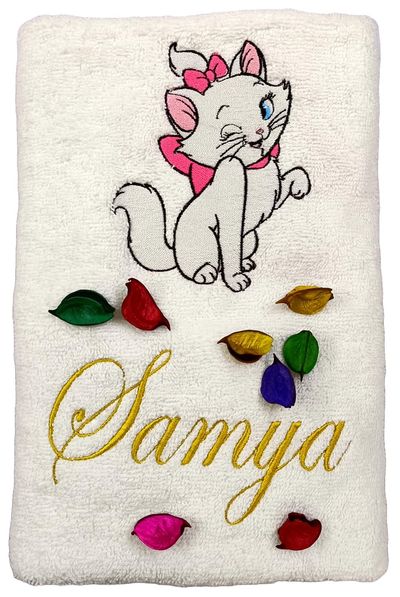 Winking Cat Personalised Kids Bath Towel