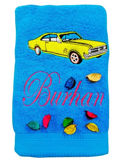 Personalised Yellow Car Bath Towel