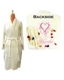 Heart Personalised Bathrobe for Adults, 100% High Grade Cotton, Super Absorbent