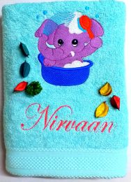 Bathing Baby Elephant Personalised Luxury Towel