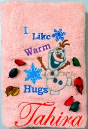 Olaf, Princess Elsa's friend from Frozen, Personalised Luxury Towel